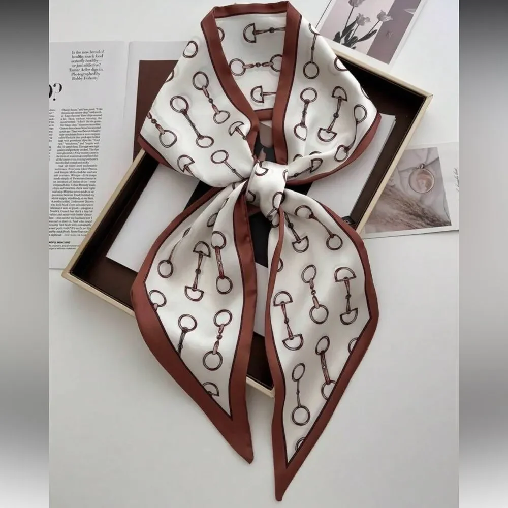 Brown and White Equestrian Scarf N1105